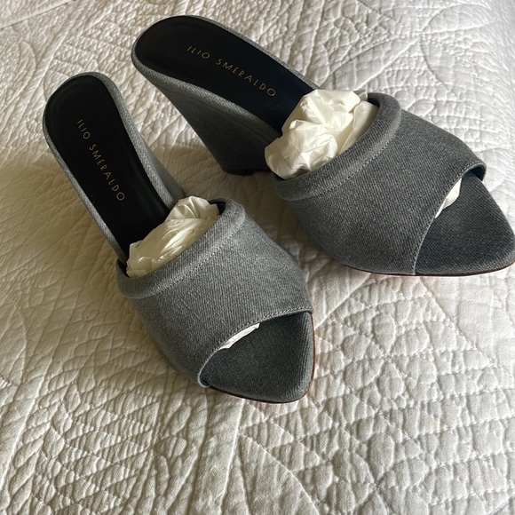 ILIO SMERALDO Grey Wedge Sandals 85mm - Picture 6 of 8